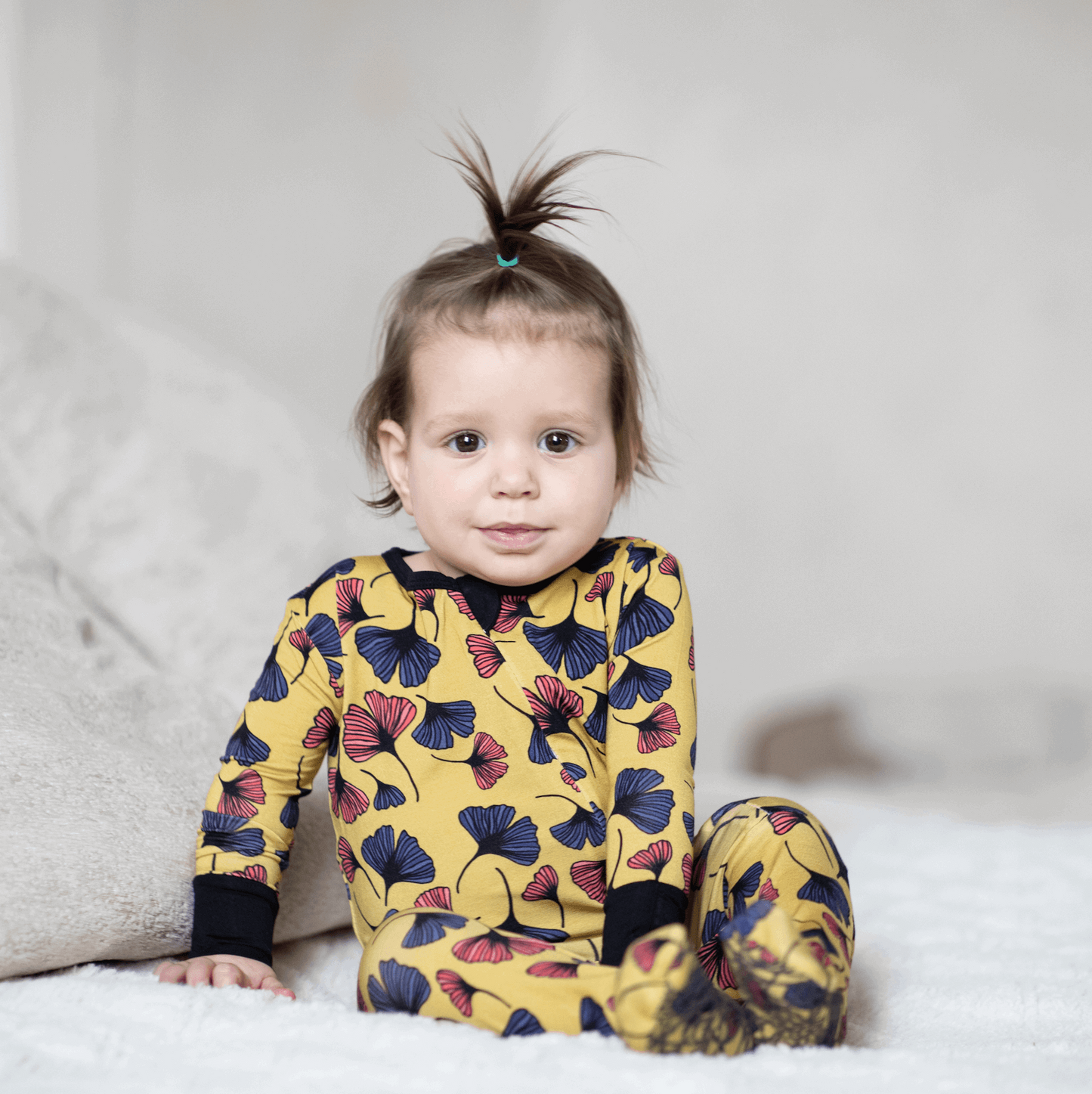 Pop Art Ginkgo Bamboo Footed Sleeper - Peregrine Kidswear - Footed Sleepers - 0-3M