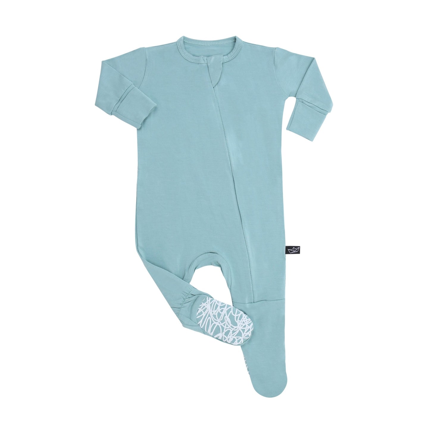 Aquamarine Infant Bamboo Footed Sleeper - Peregrine Kidswear - Footed Sleepers - 0-3M