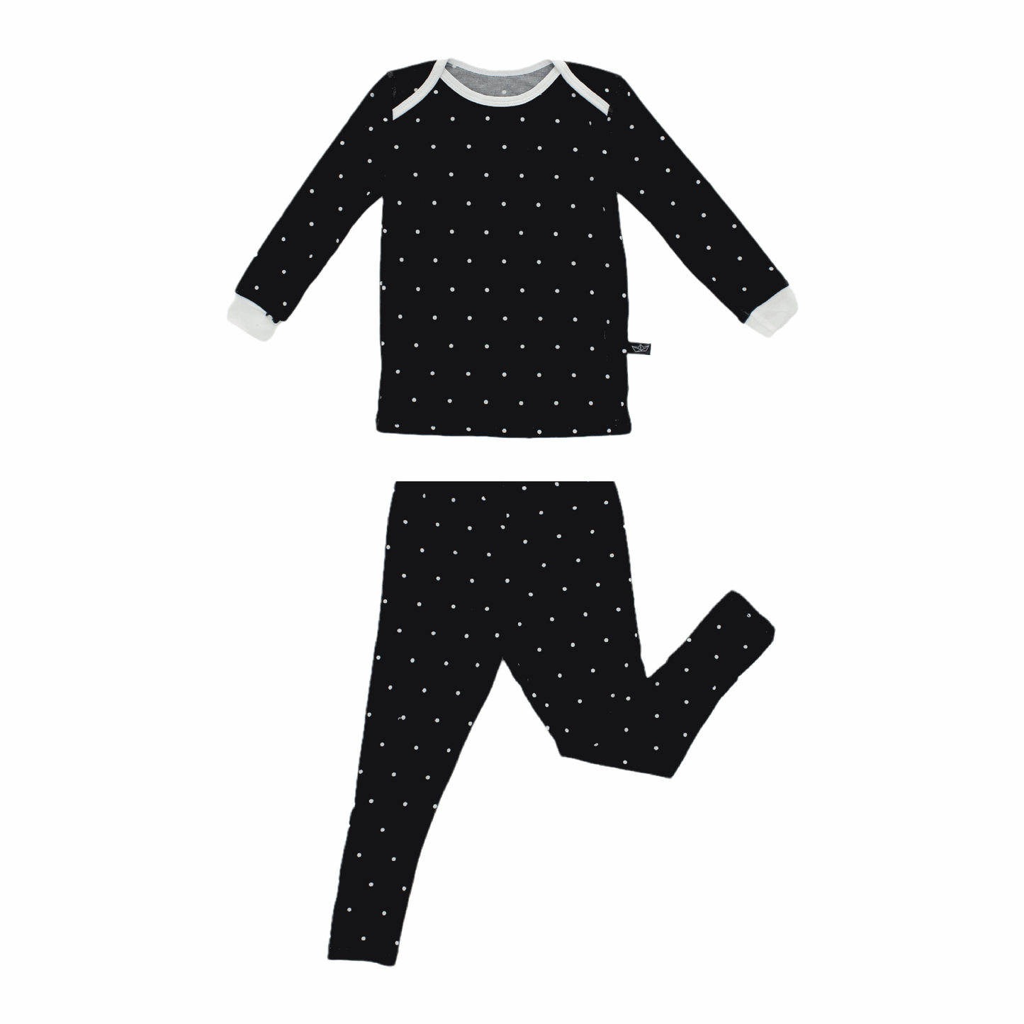 Black Polkadot Bamboo Two-Piece Pajamas - Peregrine Kidswear - 2 Piece Pajamas - 12-18M