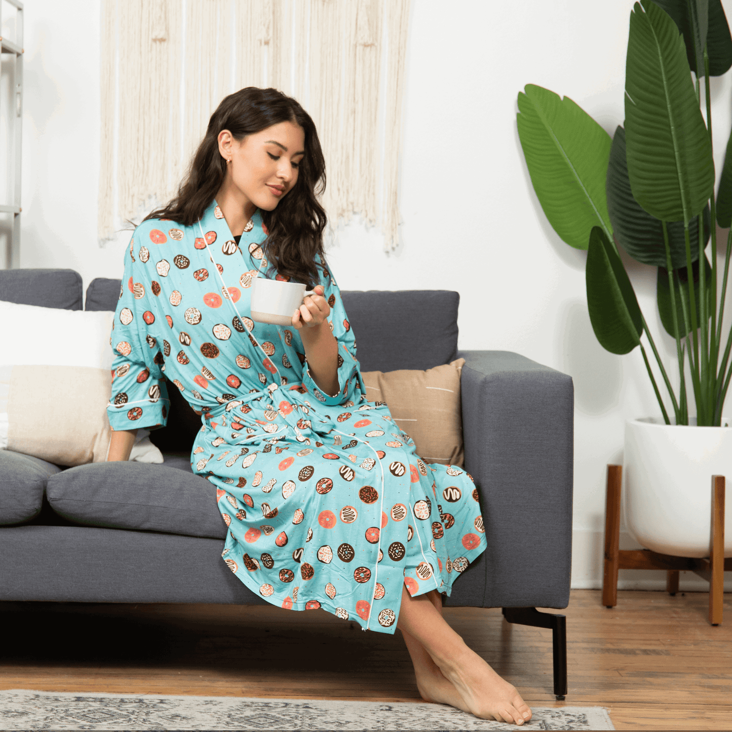 Blanche's Donuts Women's Bamboo Robe - Peregrine Kidswear - Mom Robe - S/M