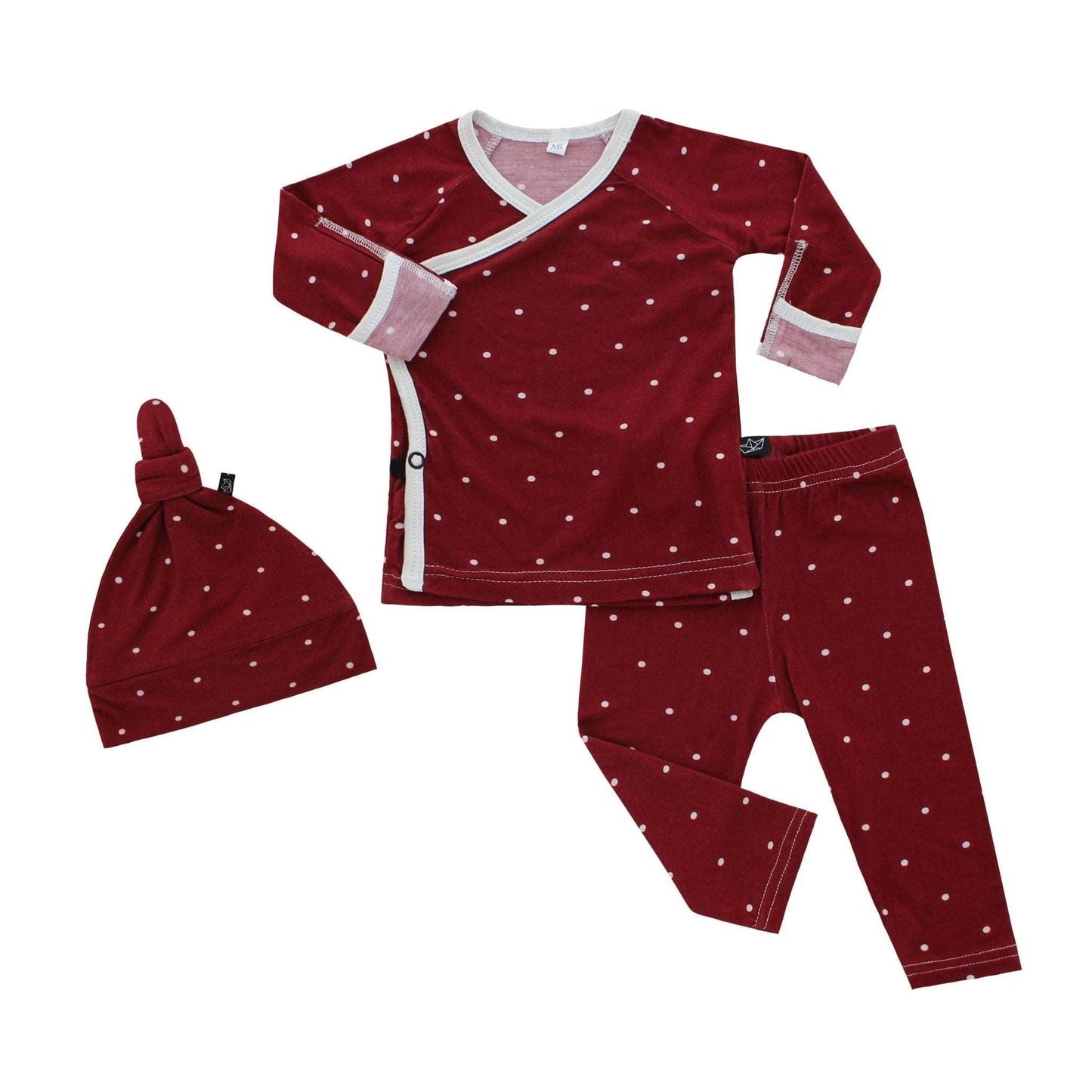 Burgundy Polkadot Bamboo Take Me Home Set - Peregrine Kidswear - Take Me Home Set -