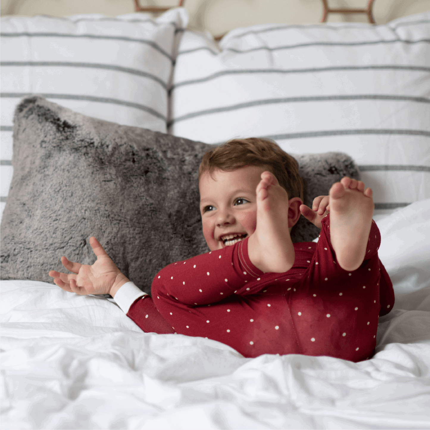 Burgundy Polkadot Bamboo Two-Piece Pajamas - Peregrine Kidswear - 2 Piece Pajamas - 2T