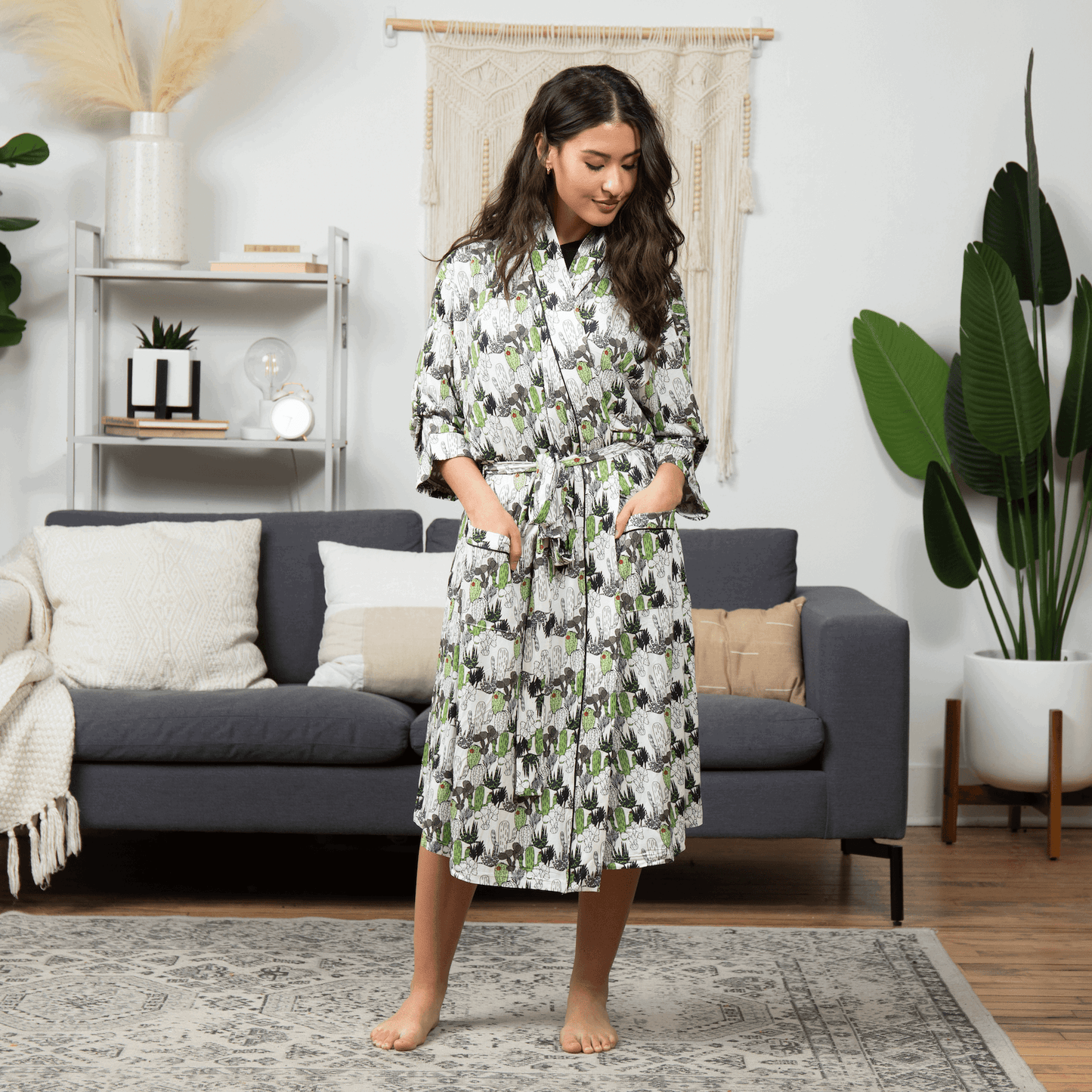 Cactus Women's Bamboo Robe - Peregrine Kidswear - S/M