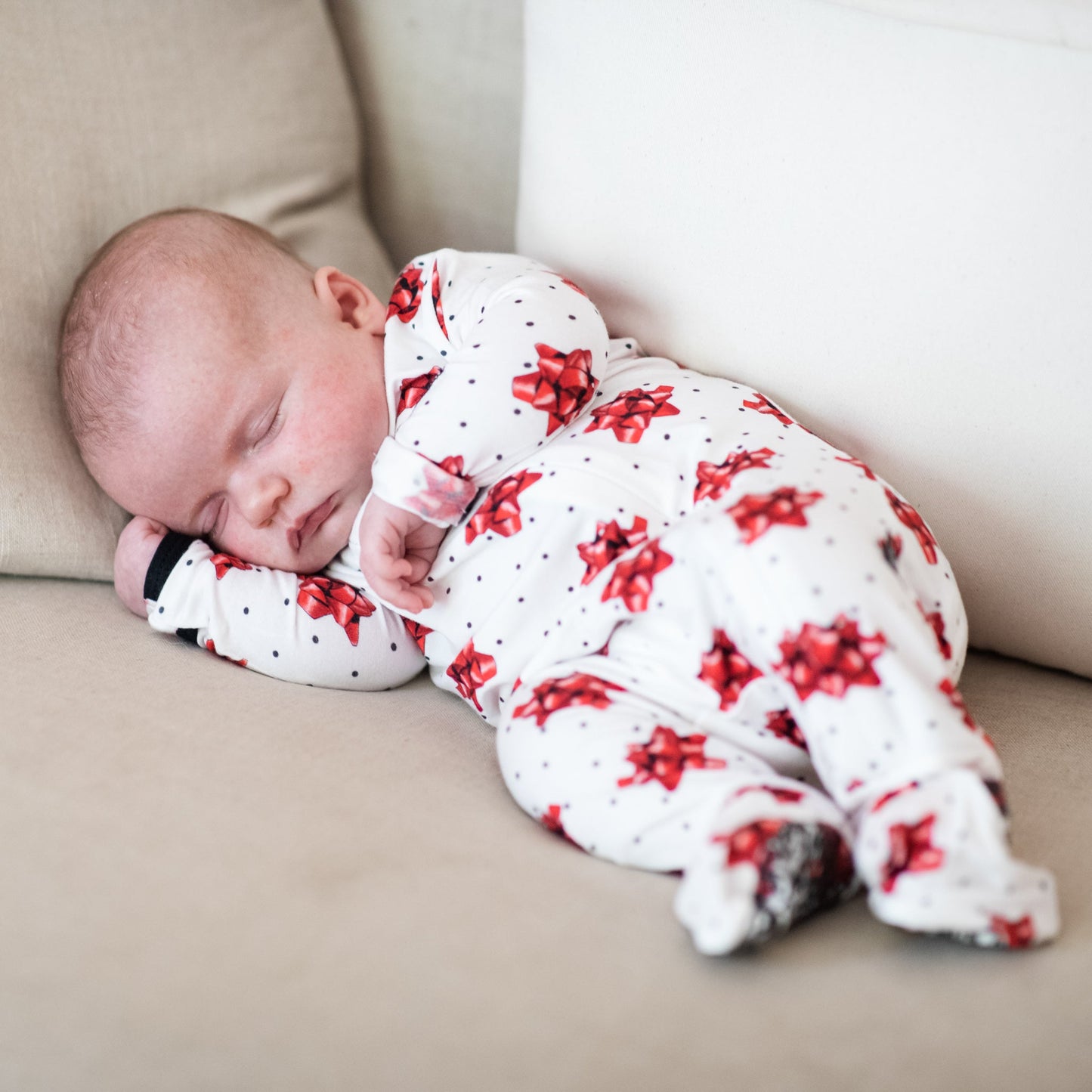 Christmas Bows Infant Bamboo Footed Sleeper - Peregrine Kidswear - 0-3