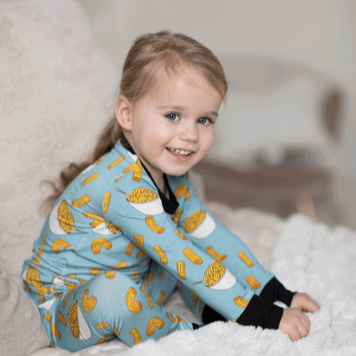 Mac and Cheese Two-Piece Bamboo Pajamas - Peregrine Kidswear - 2 Piece Pajamas - 12-18M