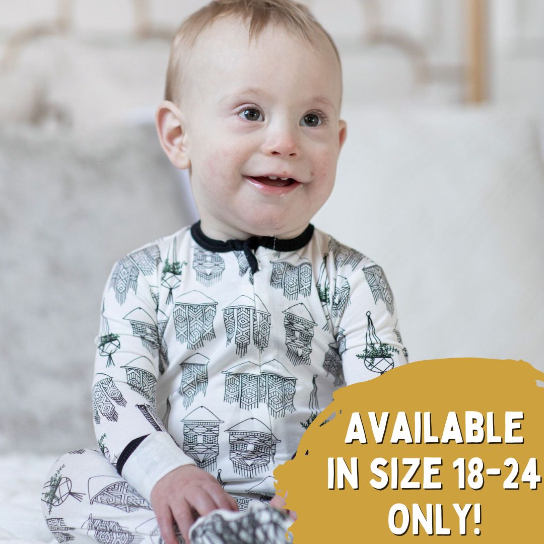 Macrame Bamboo Footed Sleeper - Peregrine Kidswear - Footed Sleepers - 0-3M