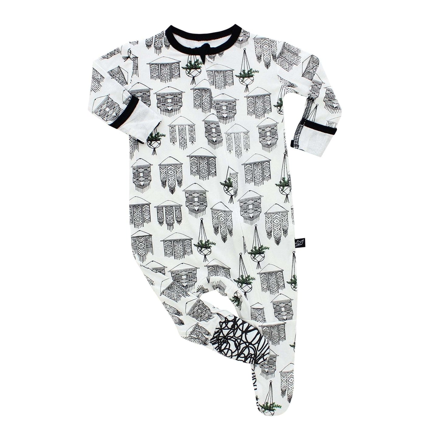 Macrame Bamboo Footed Sleeper - Peregrine Kidswear - Footed Sleepers - 0-3M