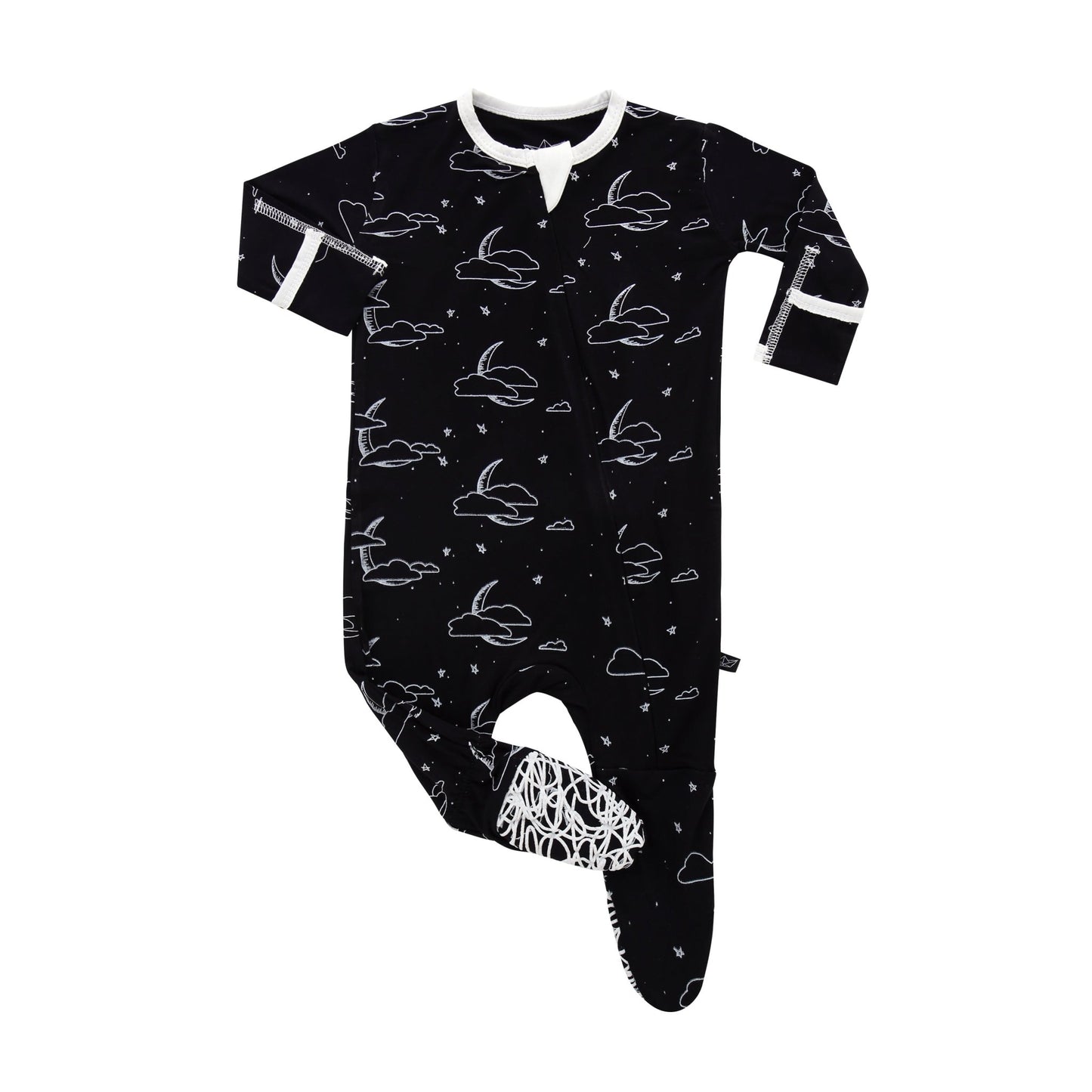 Midnight Cloud Moon Bamboo Footed Sleeper - Peregrine Kidswear - Footed Sleepers - 0-3M