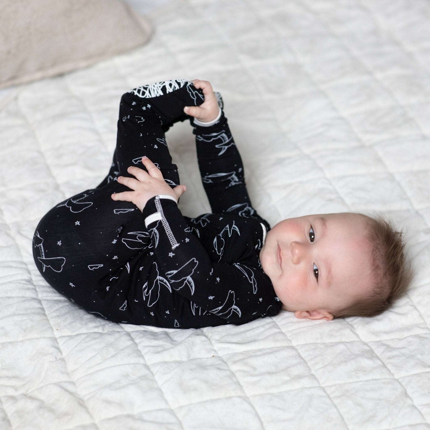 Midnight Cloud Moon Bamboo Footed Sleeper - Peregrine Kidswear - Footed Sleepers - 0-3M