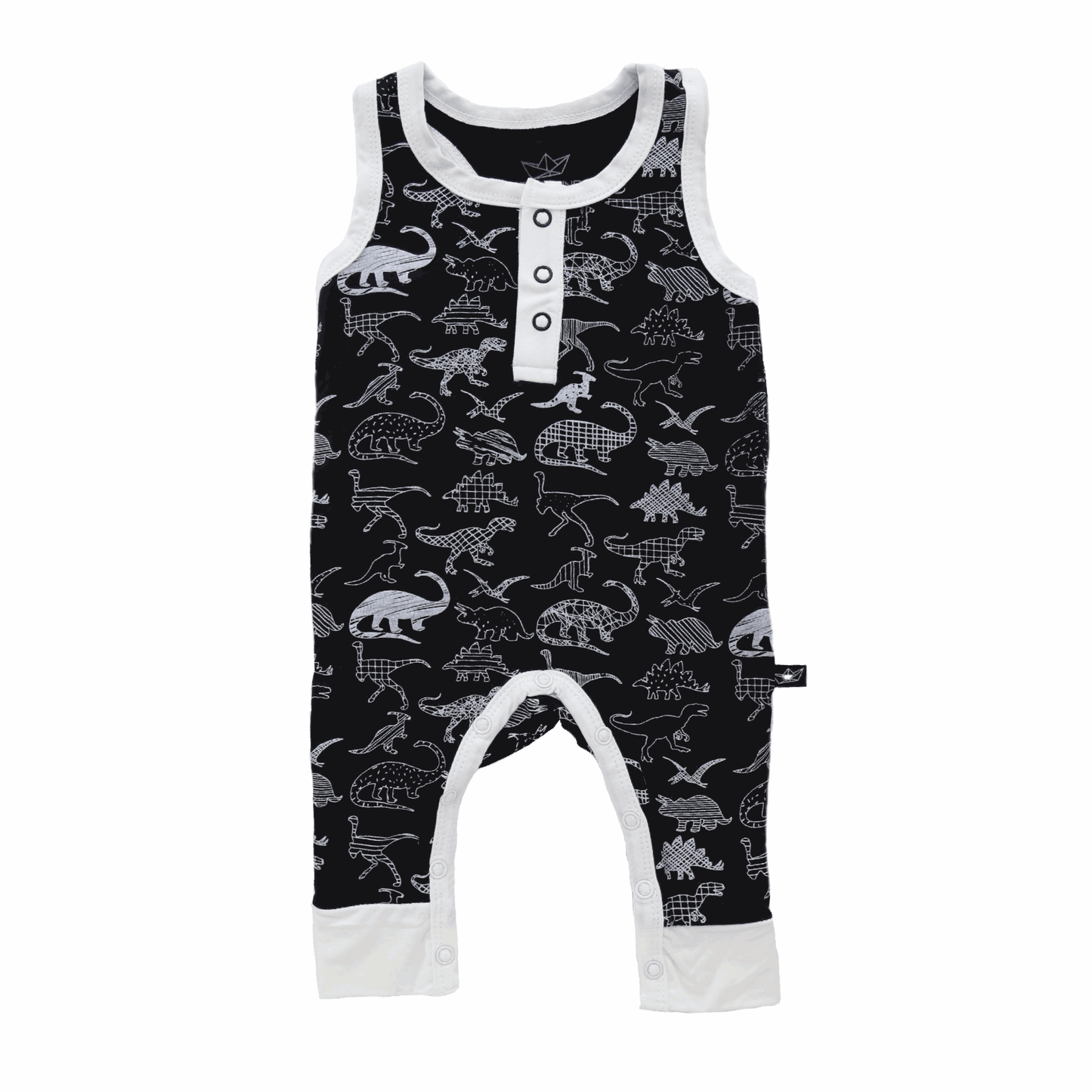 Midnight Dino Bamboo Tank Romper - Peregrine Kidswear - Tank Romper - 0-3M