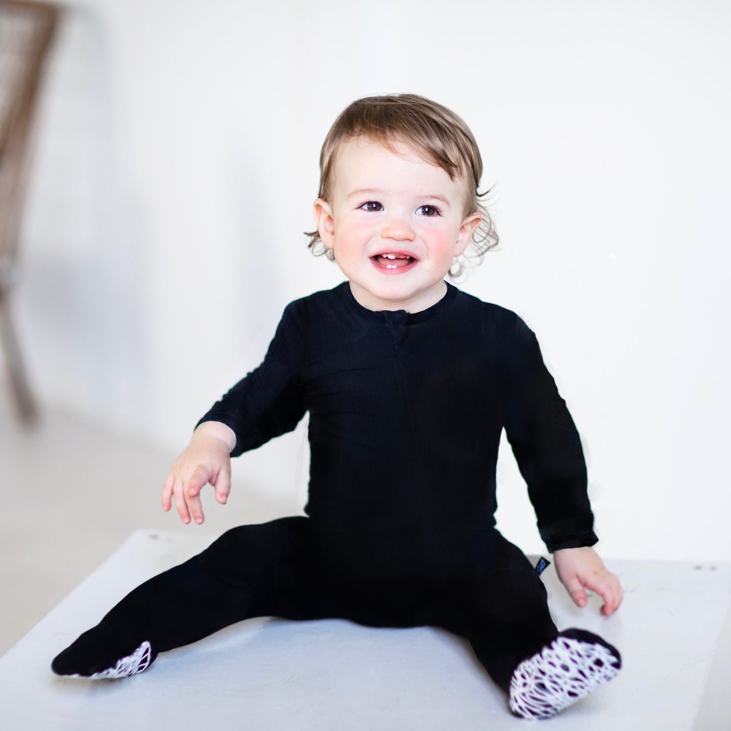 Midnight Rib Knit Bamboo Footed Sleeper - Peregrine Kidswear - Footed Sleepers - 0-3M