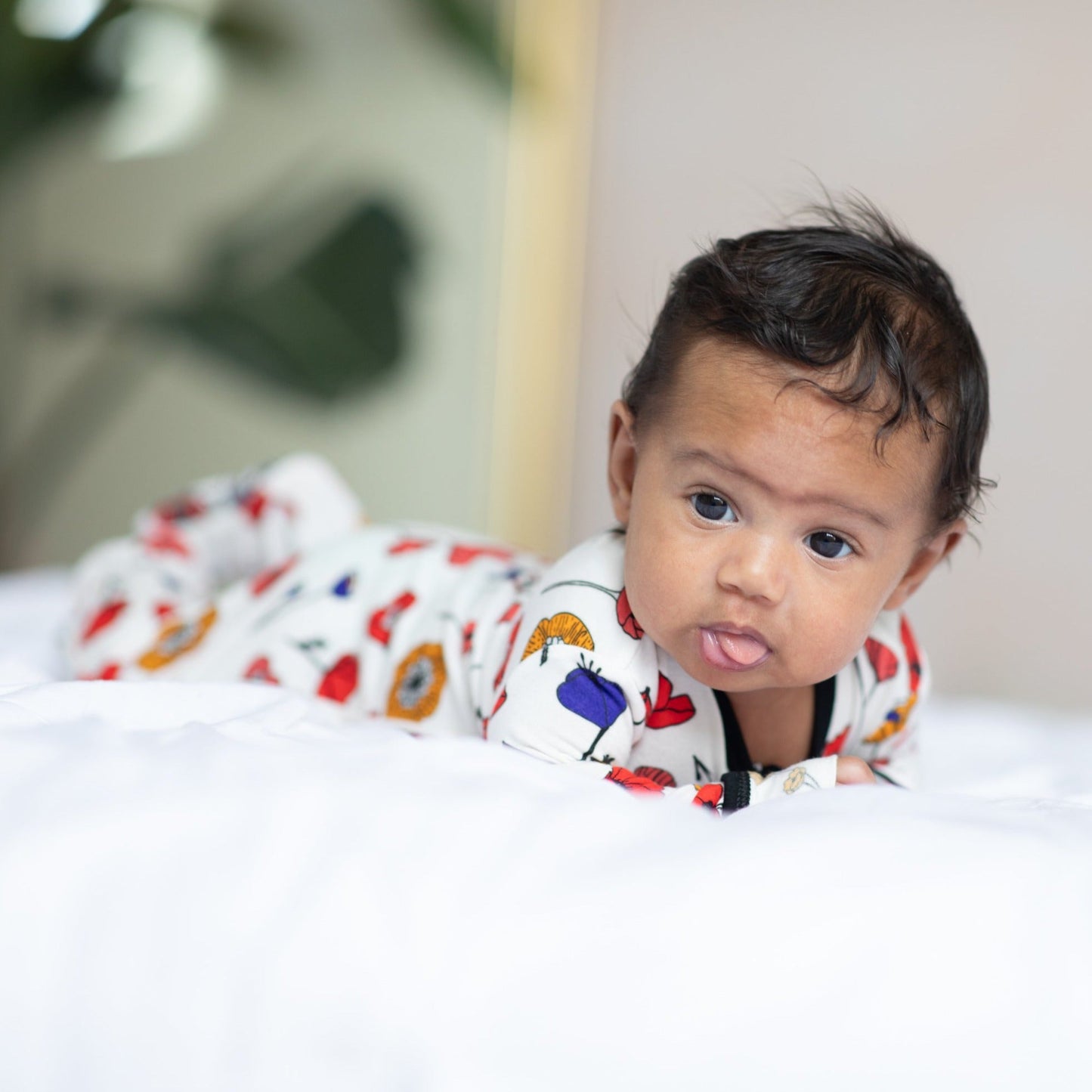 Mod Poppy Bamboo Footed Sleeper - Peregrine Kidswear - Footed Sleepers - 0-3M