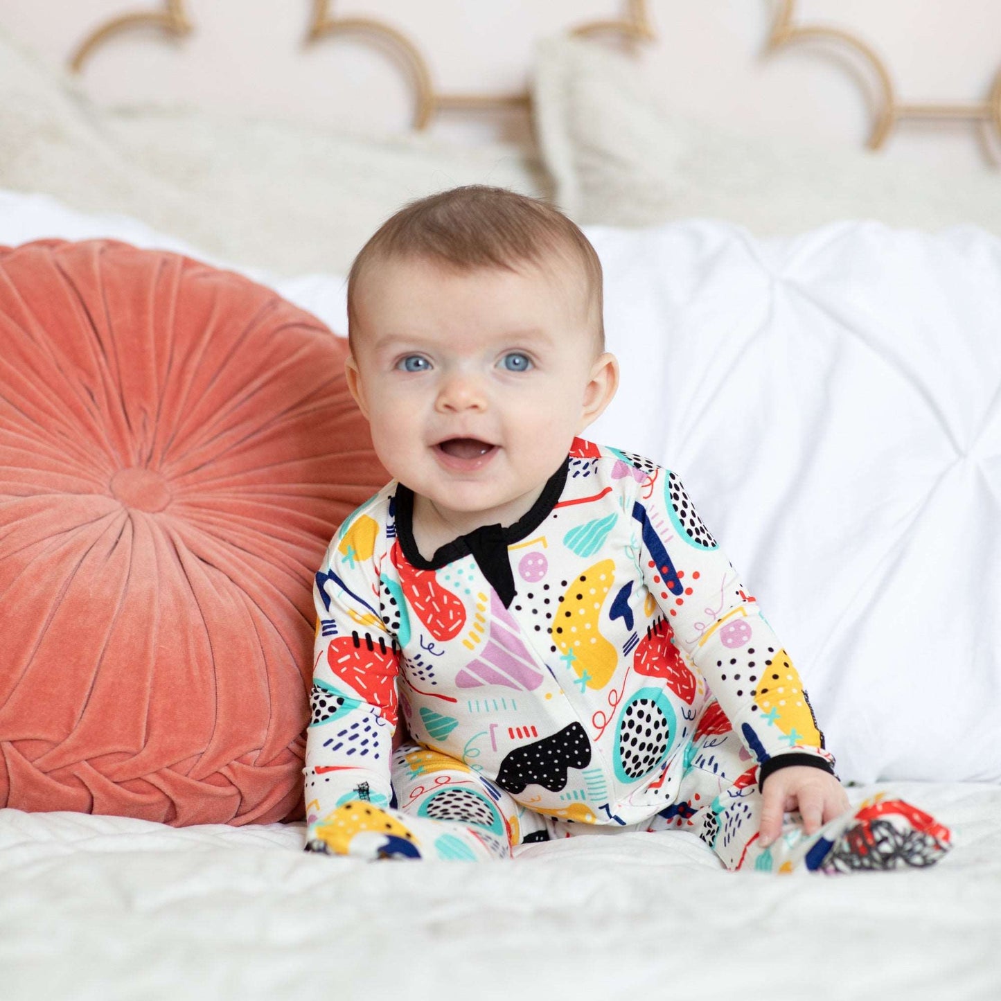 Modern Art Bamboo Footed Sleeper - Peregrine Kidswear - Footed Sleepers - 0-3M