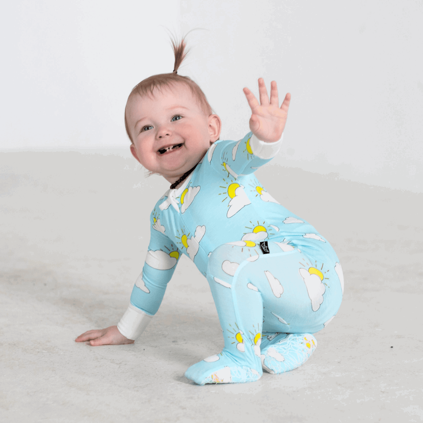 Partly Cloudy Bamboo Footed Sleeper - Peregrine Kidswear - Footed Sleepers - 0-3M