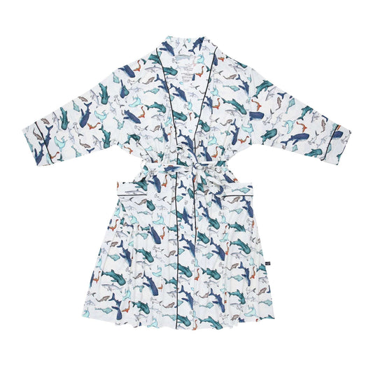 Watercolor Sharks Women's Bamboo Robe - Peregrine Kidswear - Mom Robe - S/M