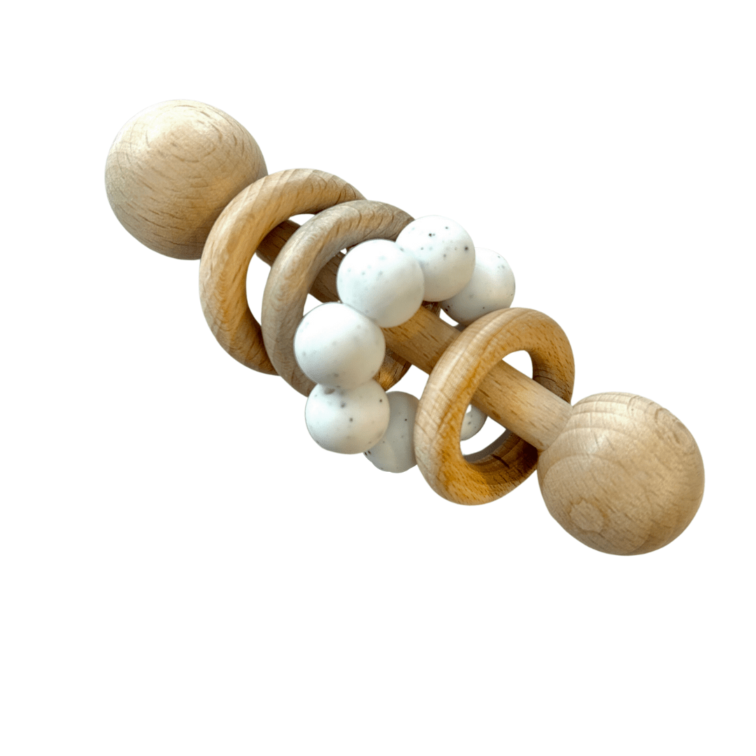 Wooden Rattle with Silicone Beads - teether - $14.99 - Peregrine Kidswear
