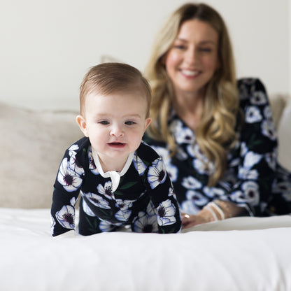 Violet Magnolia Women's Bamboo Pajamas - Peregrine Kidswear - shown on a mom with matching baby