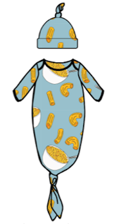 Mac and Cheese Bamboo Knotted Newborn Gown + Hat Set - Peregrine Kidswear - Newborn Gown + Hat Sets -