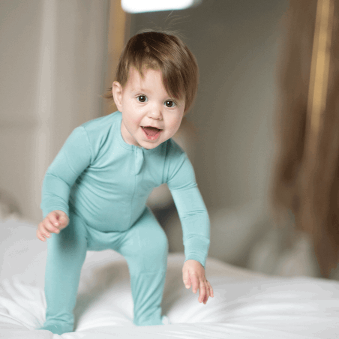 Aquamarine Infant Bamboo Footed Sleeper - Peregrine Kidswear - Footed Sleepers - 0-3M