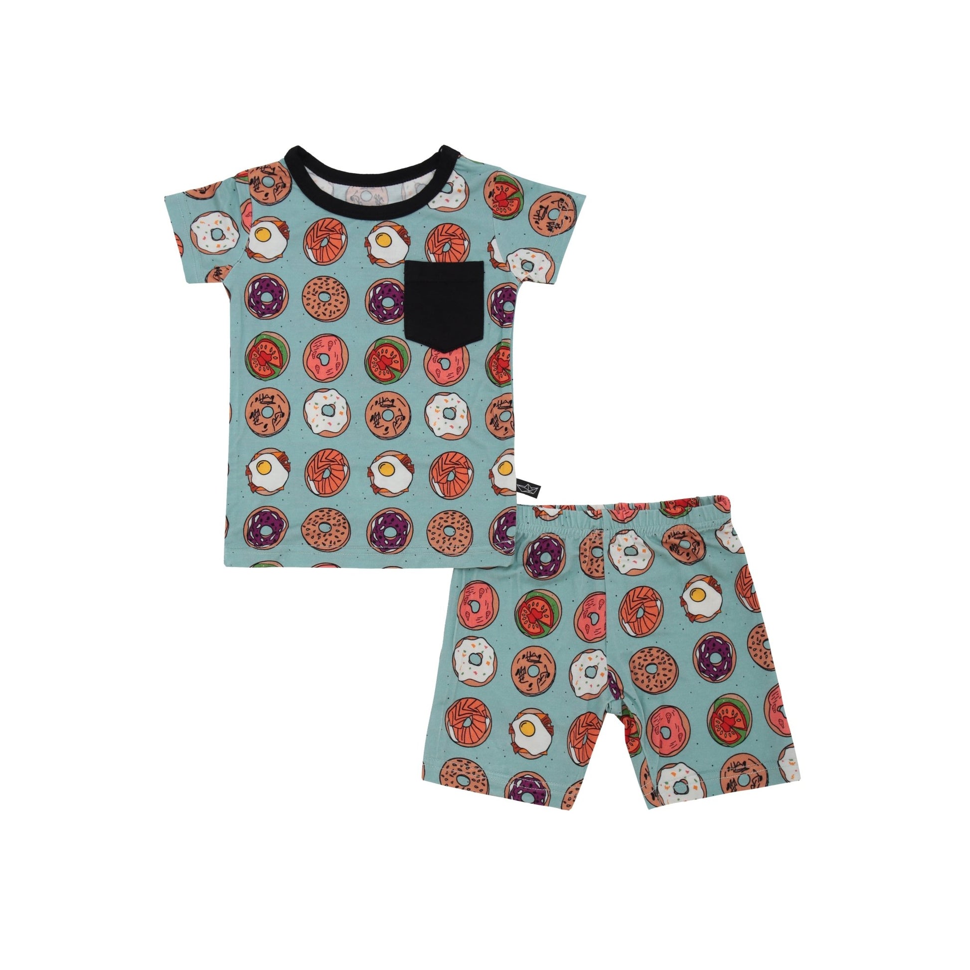 Bagels Shorts and Short Sleeve Bamboo Pajamas - Peregrine Kidswear - 2 Piece Pajamas - 12-18M