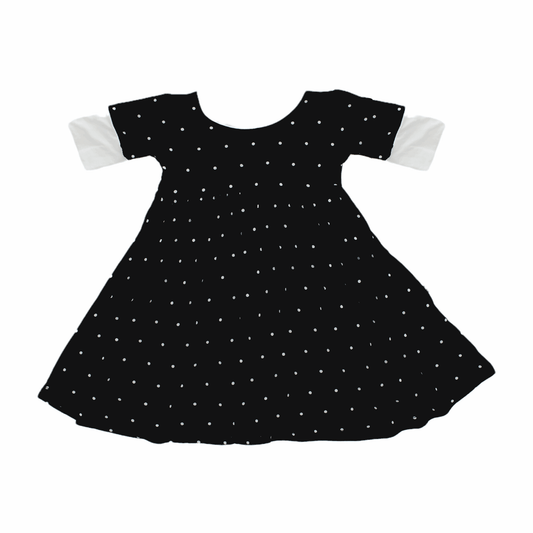 Black Polkadot Children's Bamboo Twirl Dress - Peregrine Kidswear - Dresses - 2T