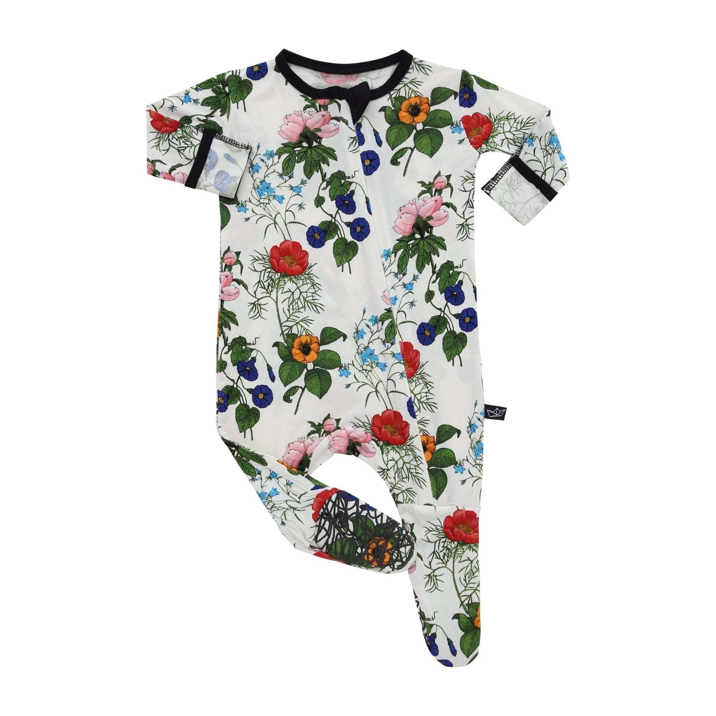 Bright Garden Floral Infant Bamboo Footed Sleeper - Peregrine Kidswear - Footed Sleepers - 0-3M