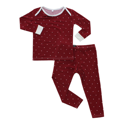 Burgundy Polkadot Bamboo Two-Piece Pajamas - Peregrine Kidswear - 2 Piece Pajamas - 2T