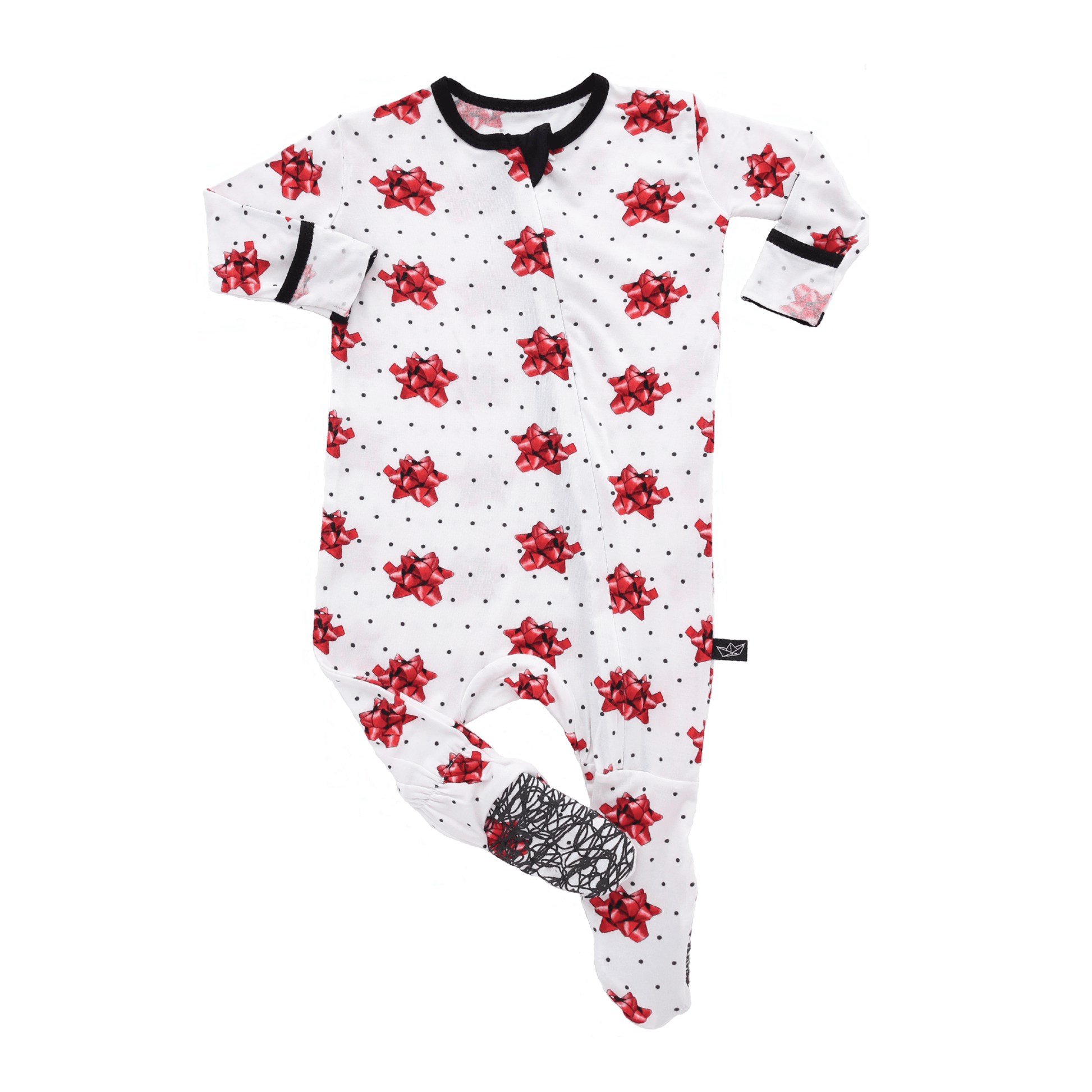 Christmas Bows Infant Bamboo Footed Sleeper - Peregrine Kidswear - 0-3