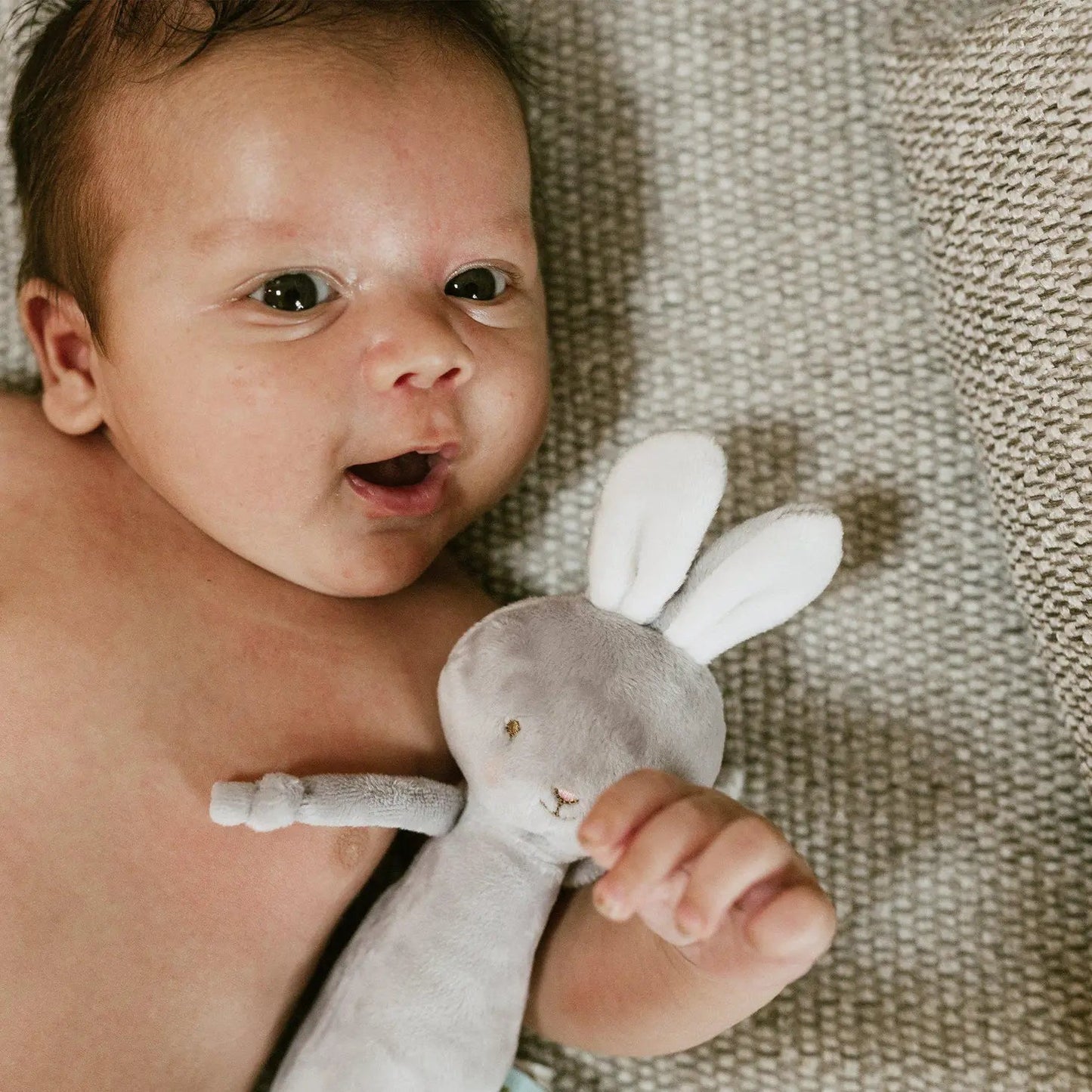 Friendly Chime Baby Rattle - Gray Bunny - Peregrine Kidswear - rattle -