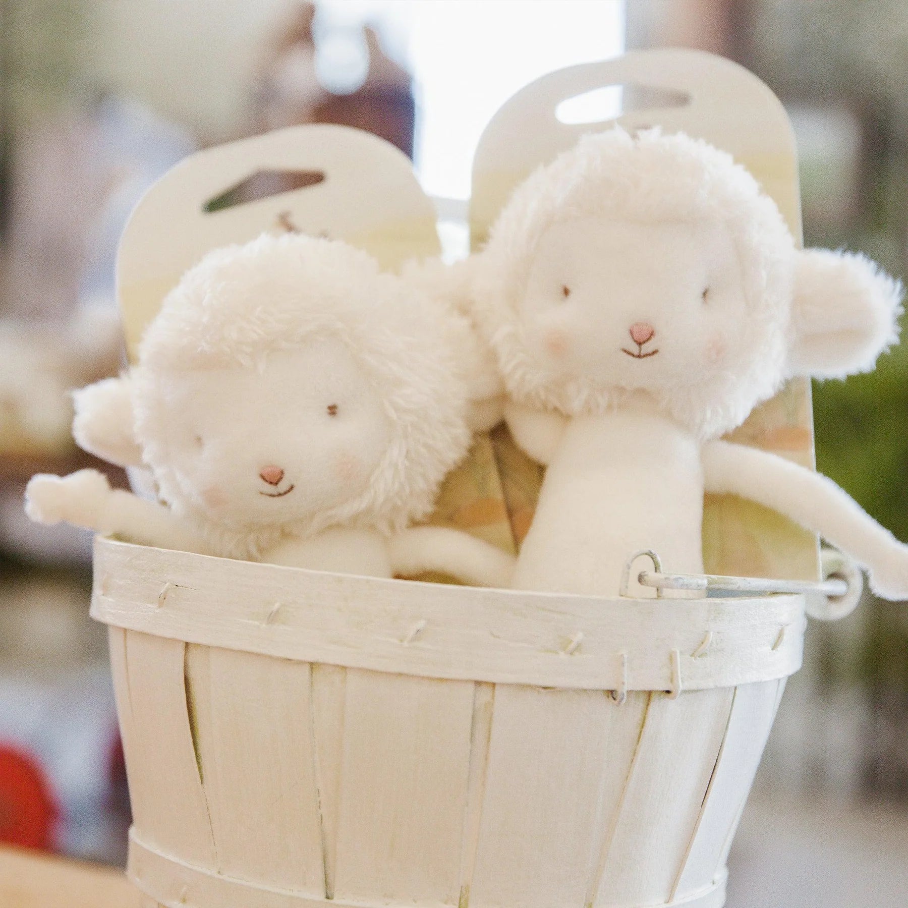 Friendly Chime Baby Rattle - White Lamb - rattle - $12.95 - Peregrine  Kidswear