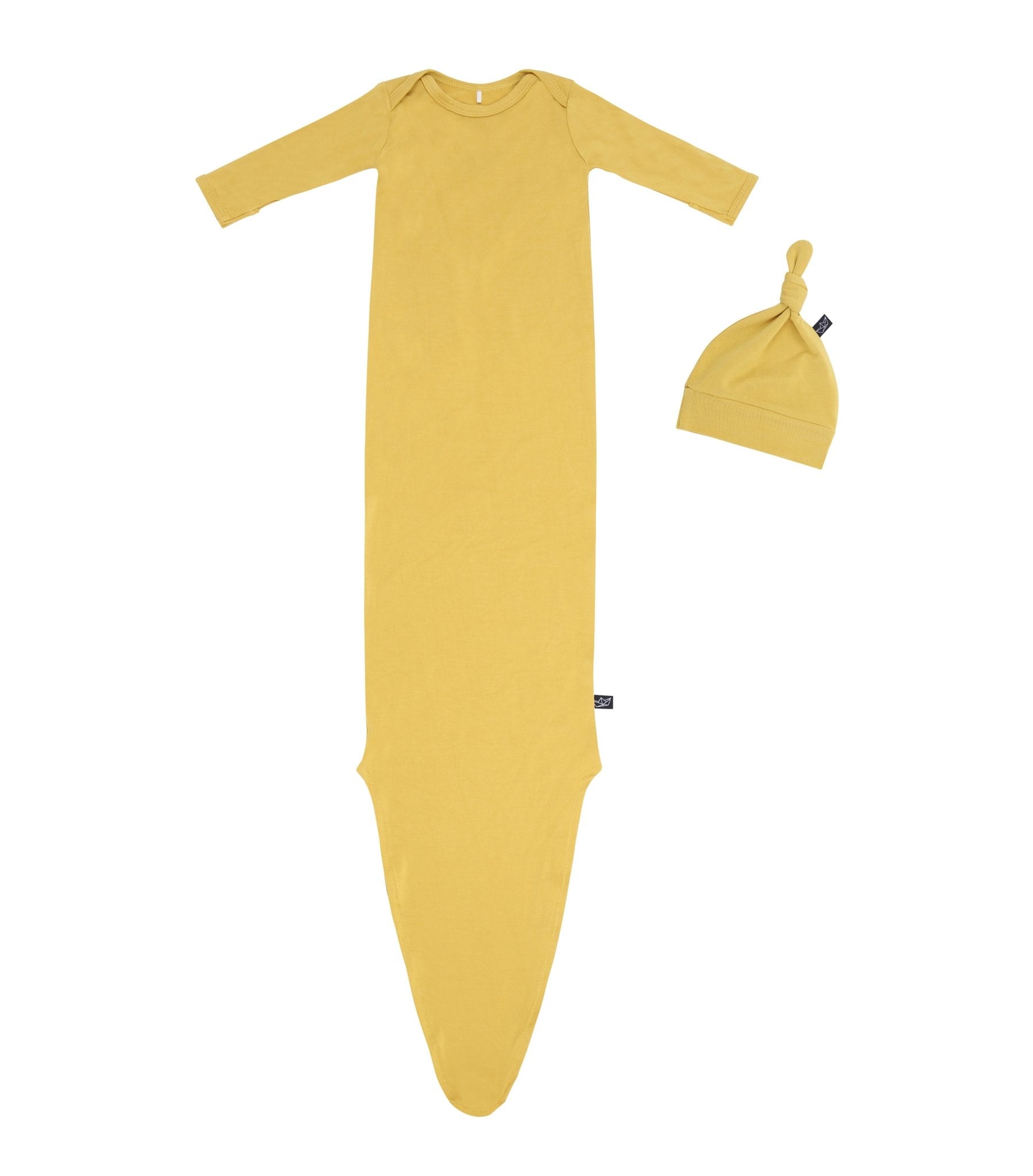 Goldenrod Bamboo Knotted Newborn Gown + Hat Set - Peregrine Kidswear - Newborn Gown + Hat Sets - NEWBORN