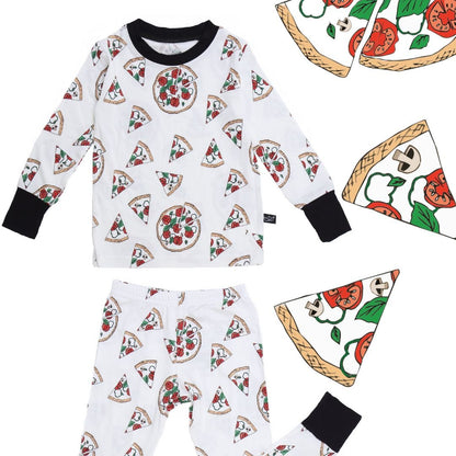 Hipster Pizza Two-Piece Bamboo Pajamas - Peregrine Kidswear - 2 Piece Pajamas - 12-18M