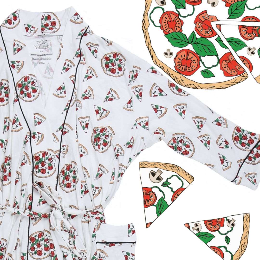 Hipster Pizza Women's Bamboo Robe - Peregrine Kidswear - Mom Robe - S/M