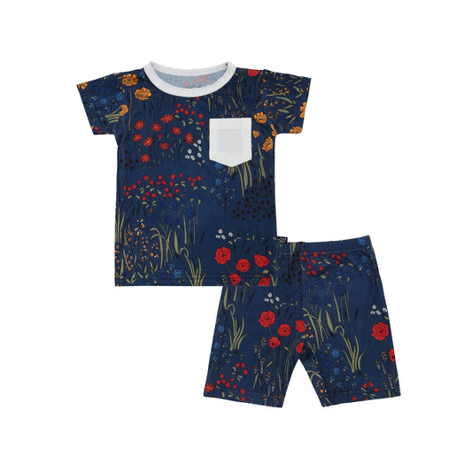 Meadow Floral Shorts and Short Sleeve Bamboo Pajamas - Peregrine Kidswear - 2 Piece Pajamas - 12-18M