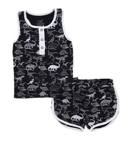 Midnight Dino Bamboo Tank and Shorts Set - Peregrine Kidswear - Tank Top and Shorts Set - 2T