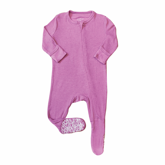 Orchid Rib Knit Bamboo Footed Sleeper - Peregrine Kidswear - Footed Sleepers - 0-3M