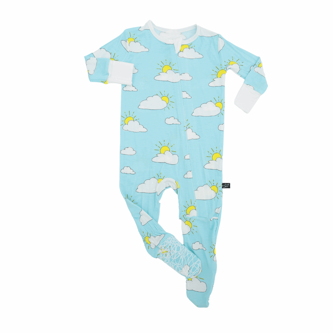 Partly Cloudy Bamboo Footed Sleeper - Peregrine Kidswear - Footed Sleepers - 0-3M