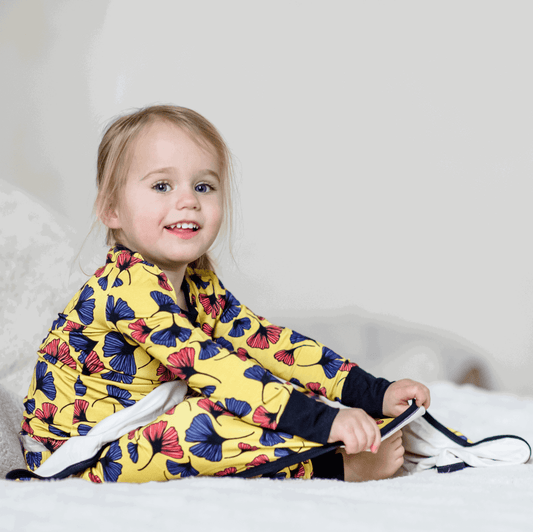 Pop Art Ginkgo Two-Piece Bamboo Pajamas - Peregrine Kidswear - 2 Piece Pajamas - 12-18M