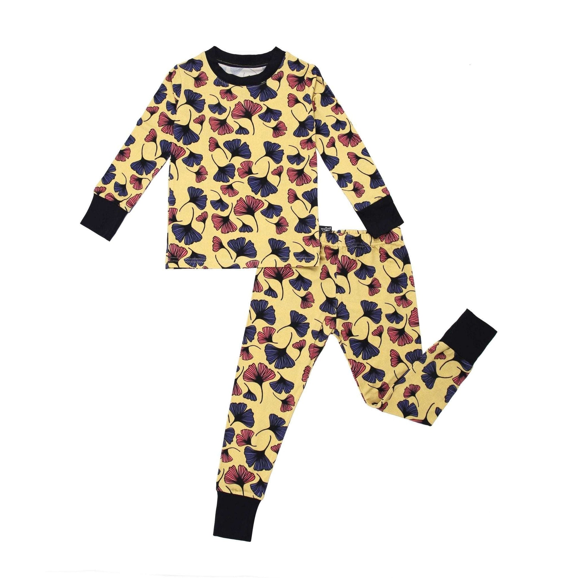Pop Art Ginkgo Two-Piece Bamboo Pajamas - Peregrine Kidswear - 2 Piece Pajamas - 12-18M