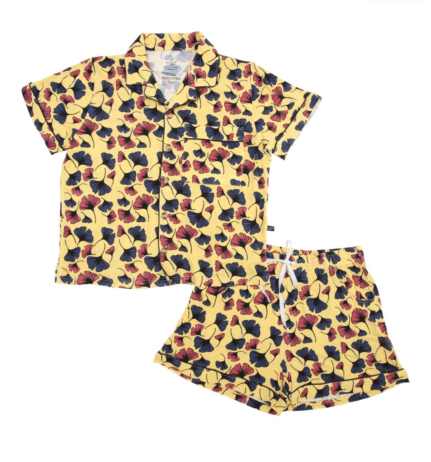 Pop Art Ginkgo Women's Shorts and Short Sleeve Bamboo Pajamas - Peregrine Kidswear - Clothing - Small