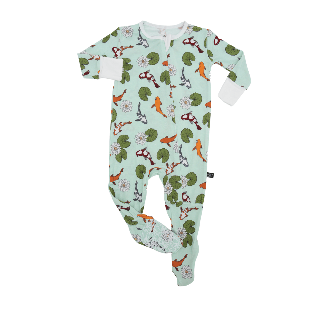 PREORDER Koi Pond Bamboo Footed Sleeper - Peregrine Kidswear - Footed Sleepers - 0-3m