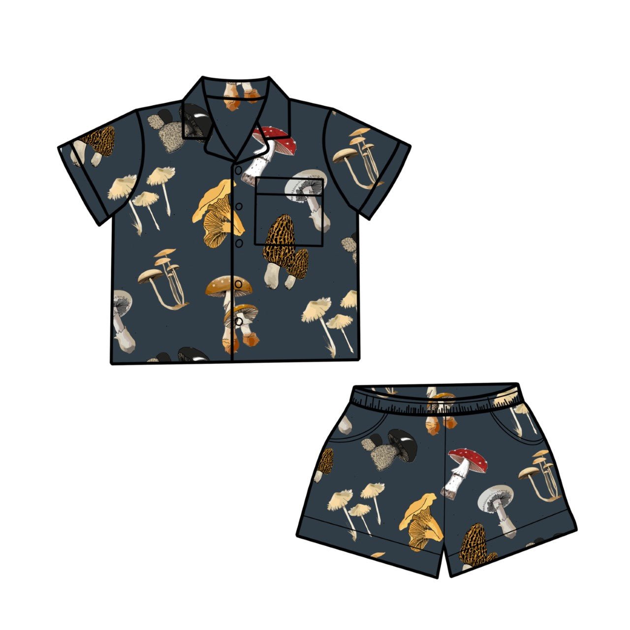 PREORDER Moody Mushrooms Women's Shorts and Short Sleeve Bamboo Pajamas - Peregrine Kidswear - Clothing - Small