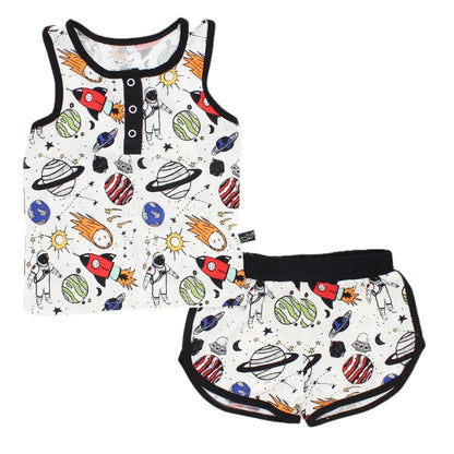 Space Doodle Bamboo Tank and Shorts Set - Peregrine Kidswear - Tank Top and Shorts Set - 2T