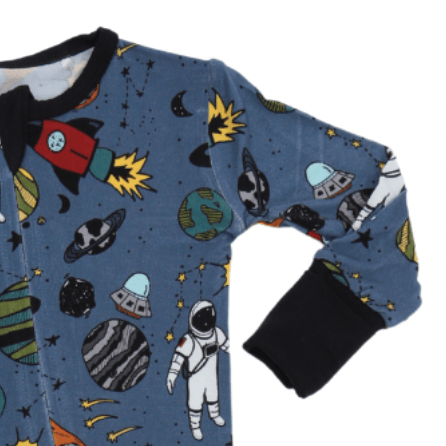 Stormy Space Doodle Bamboo Footed Sleeper - Peregrine Kidswear - Footed Sleepers - 0-3M