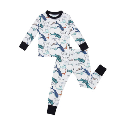 Watercolor Sharks Two-Piece Bamboo Pajamas - Peregrine Kidswear - 2 Piece Pajamas - 12-18M