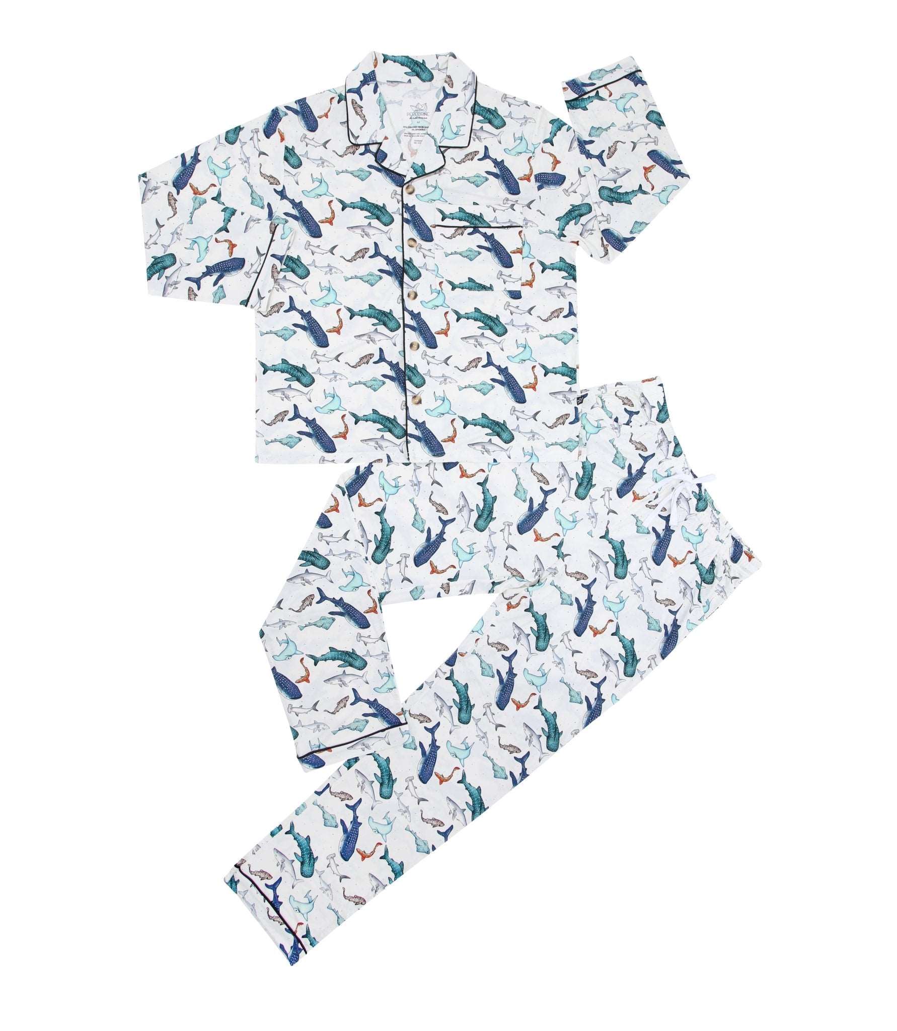 Watercolor Sharks Women's Bamboo Pajamas - Peregrine Kidswear - Adult Pajamas - Small