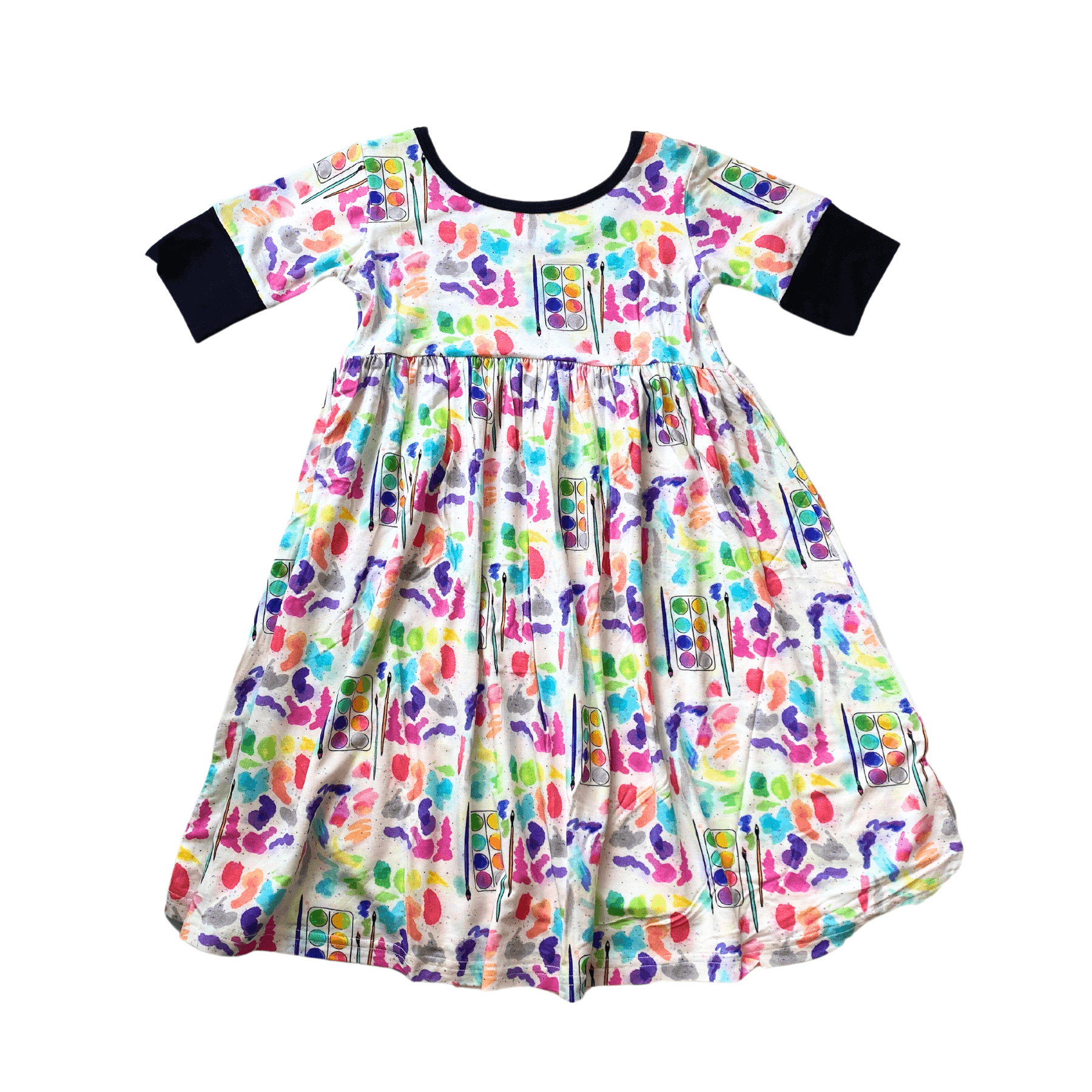 Watercolors Children's Bamboo Twirl Dress - Peregrine Kidswear - Dresses - 2T