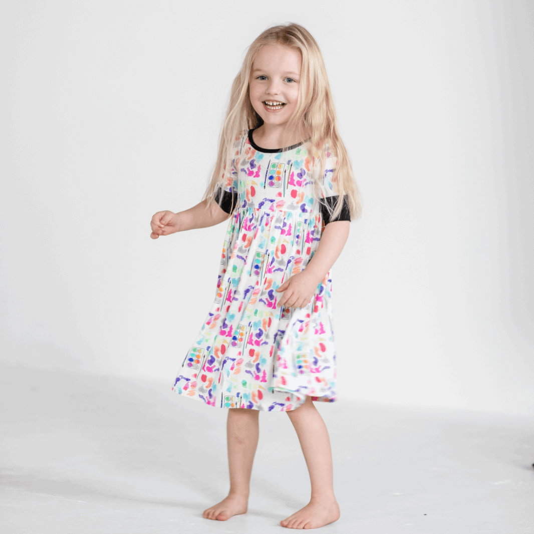 Watercolors Children's Bamboo Twirl Dress - Peregrine Kidswear - Dresses - 2T